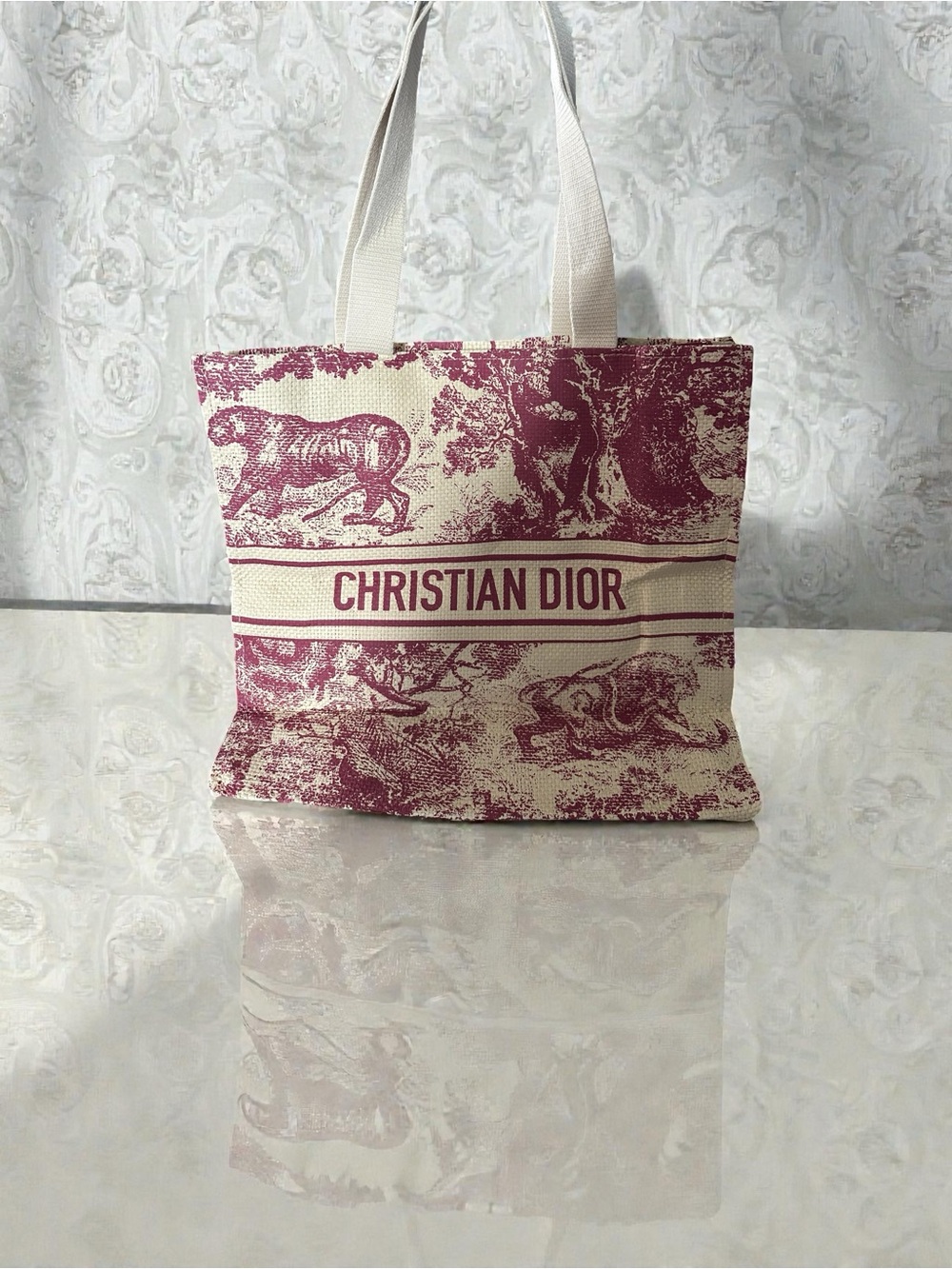 Dior Parfums Dioriviera Toile de Jouy Tote Bag Burgundy VIP Gift